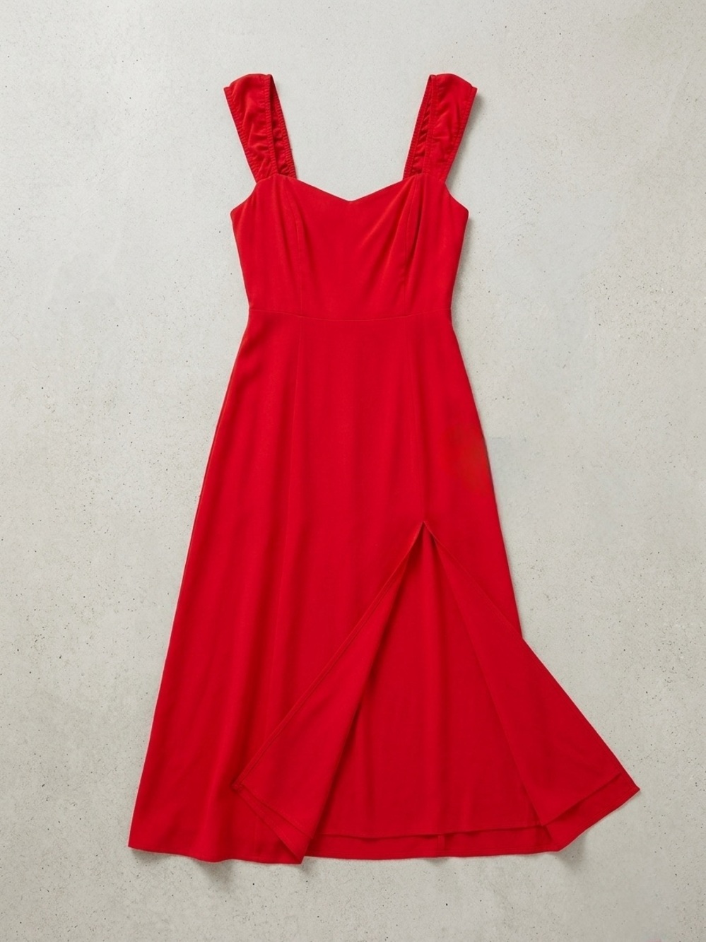 Sleeveless Red Midi Dress with Front Slit